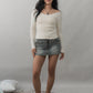 Valerie Pointelle Off Shoulder Long Sleeve Top