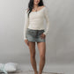 Valerie Pointelle Off Shoulder Long Sleeve Top