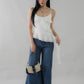 Danica Distressed Padded Longline Frills Top