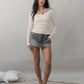 Valerie Pointelle Off Shoulder Long Sleeve Top