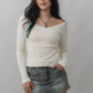Valerie Pointelle Off Shoulder Long Sleeve Top