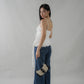 Danica Distressed Padded Longline Frills Top