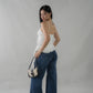 Danica Distressed Padded Longline Frills Top