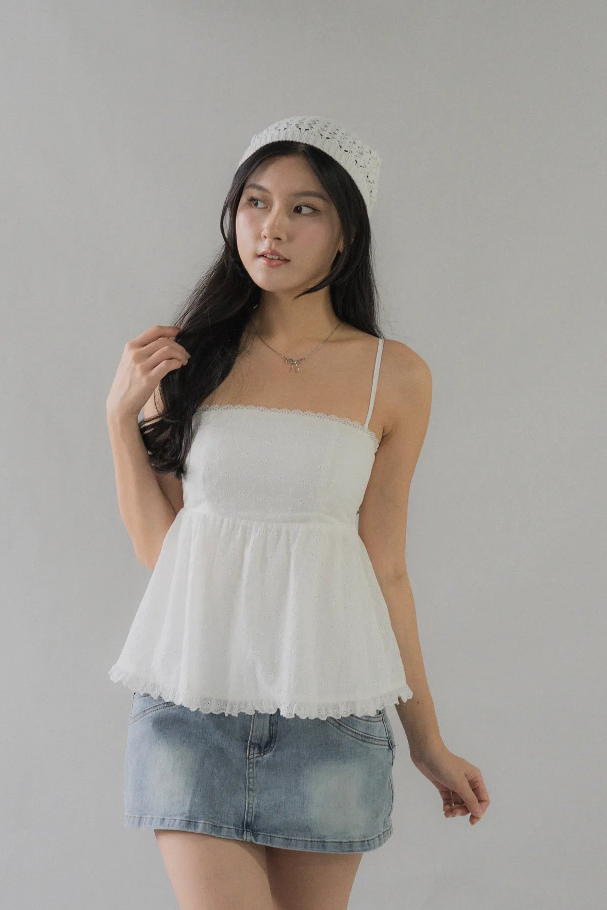 Jolyn Eyelet Babydoll Padded Top