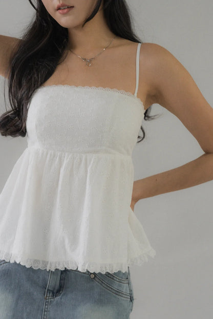 Jolyn Eyelet Babydoll Padded Top