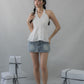 Krissy V-Neck Padded Longline Halter Top