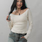 Valerie Pointelle Off Shoulder Long Sleeve Top
