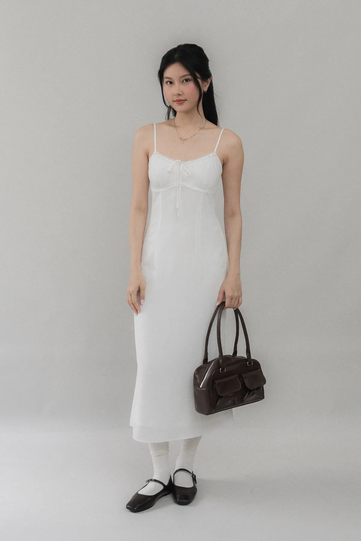 Christine Strappy Padded Lace Ribbon Dress