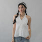 Krissy V-Neck Padded Longline Halter Top V2