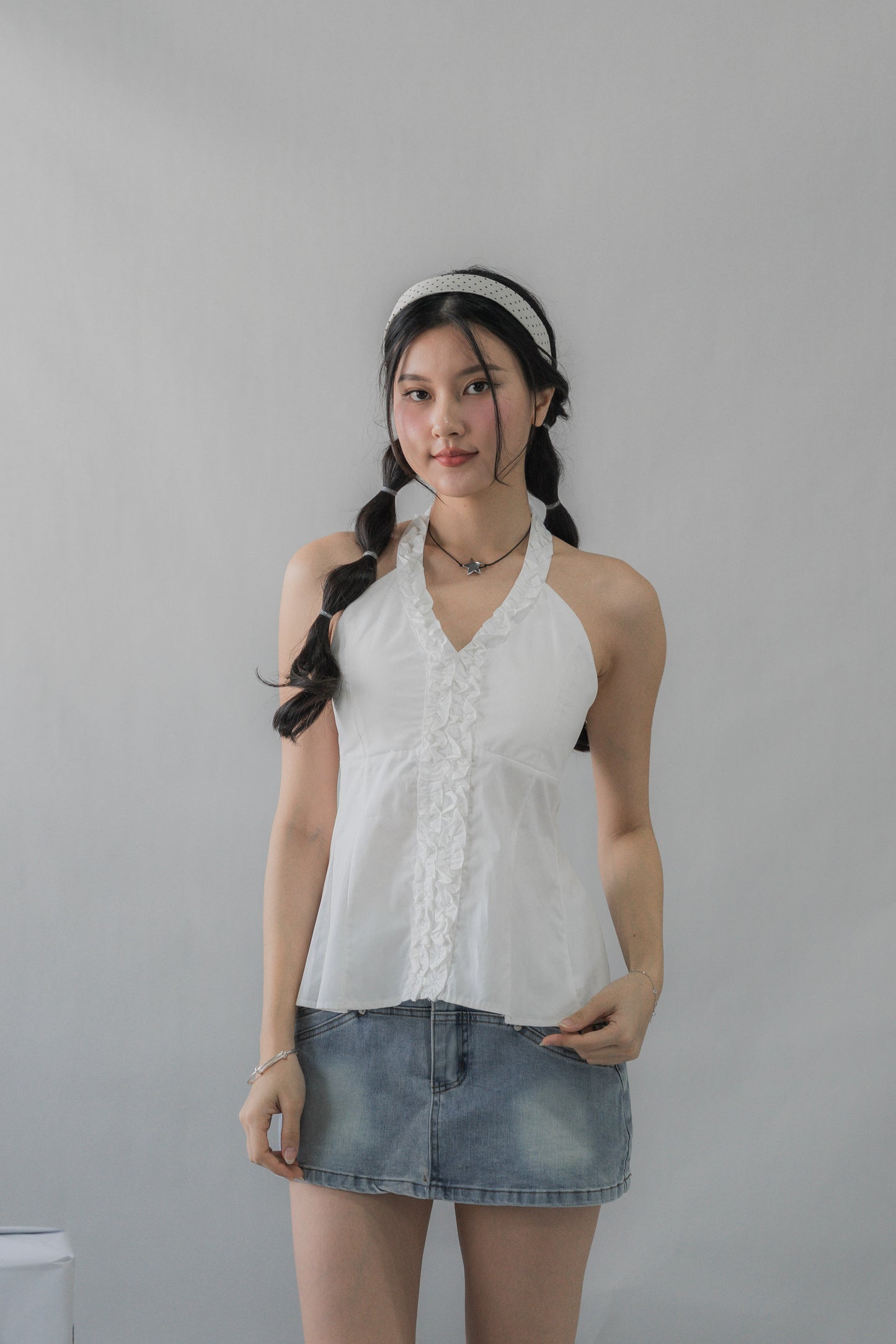 Krissy V-Neck Padded Longline Halter Top V2