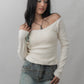 Valerie Pointelle Off Shoulder Long Sleeve Top