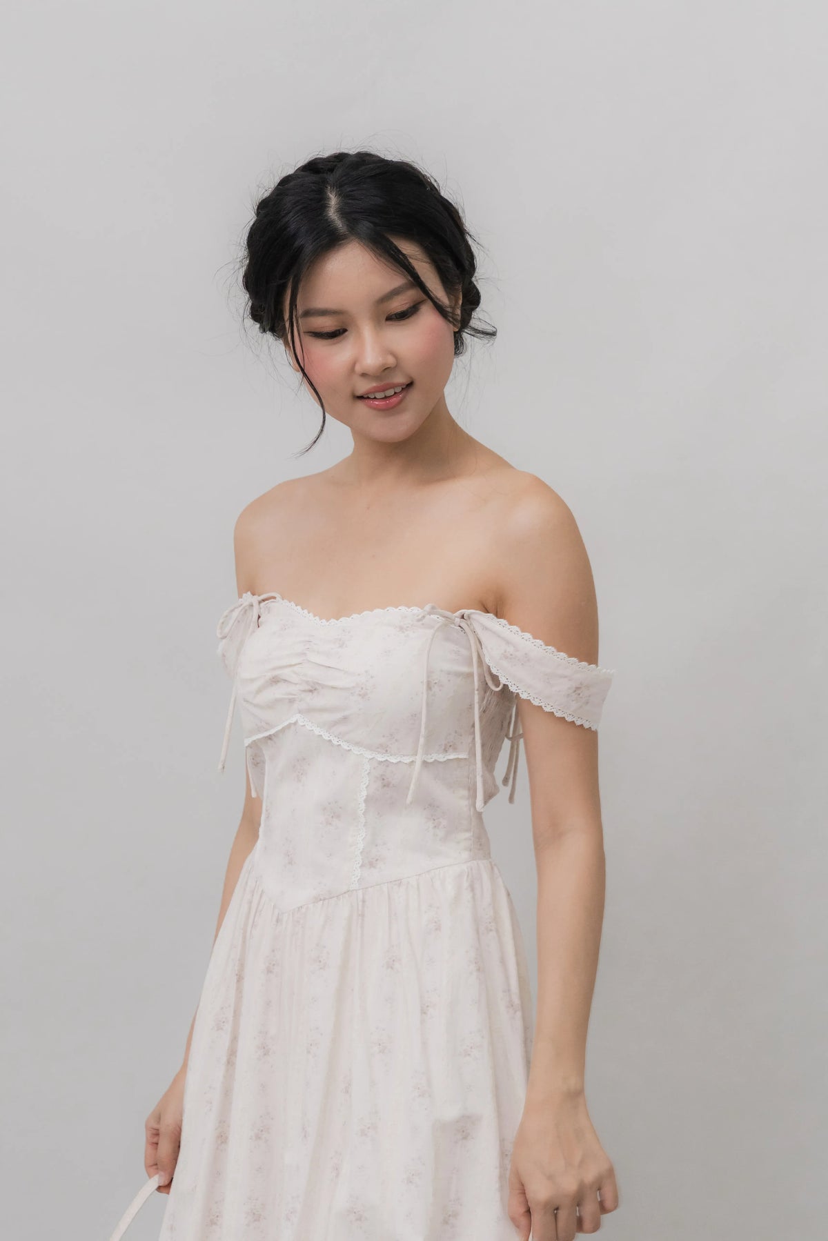 Elora Ribbon Tie Padded Maxi Dress