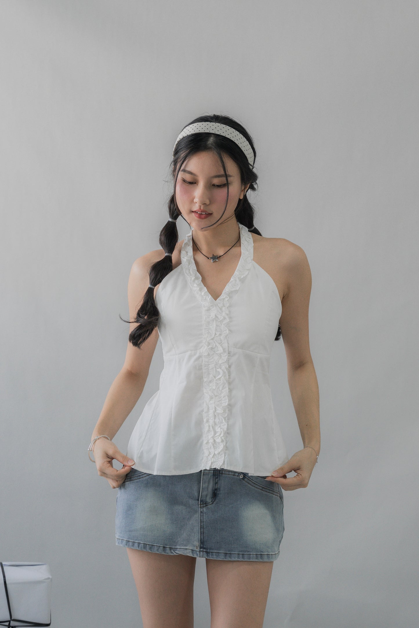 Krissy V-Neck Padded Longline Halter Top