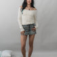 Valerie Pointelle Off Shoulder Long Sleeve Top