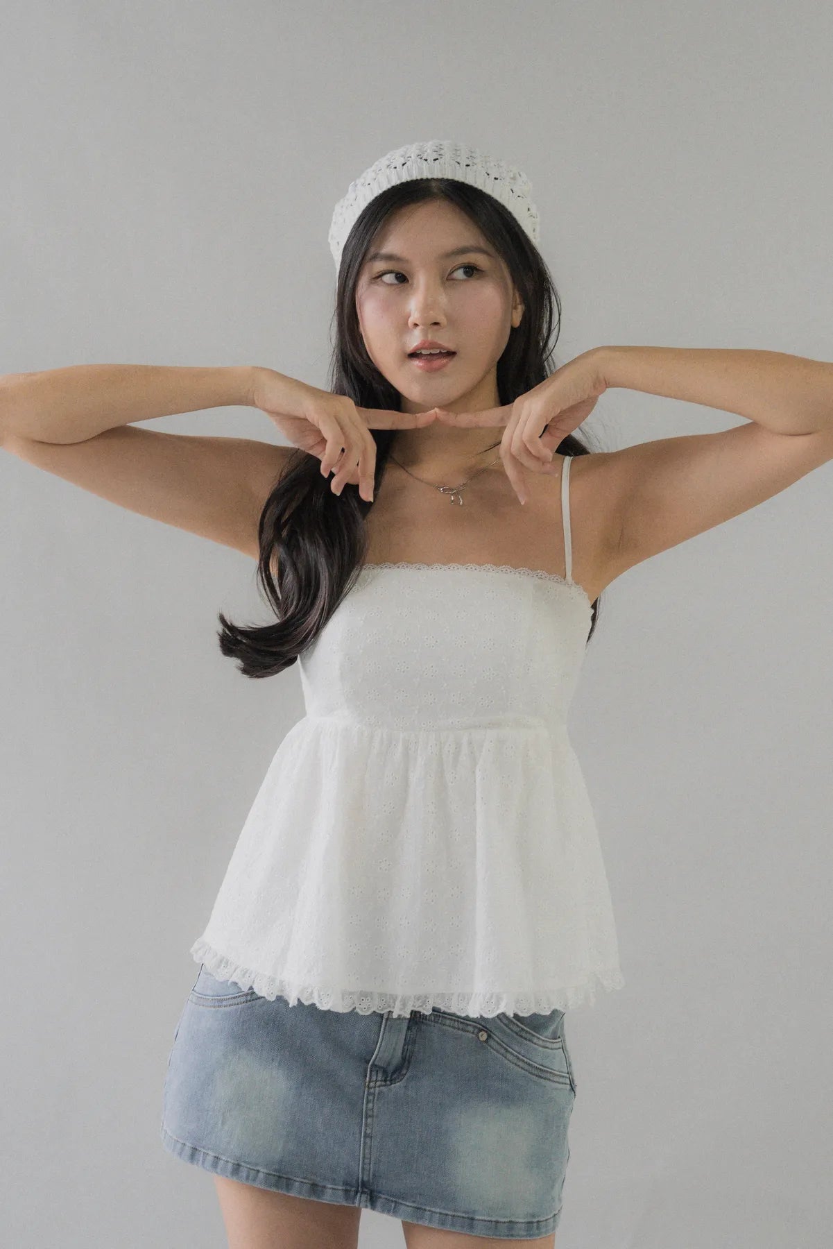 Jolyn Eyelet Babydoll Padded Top