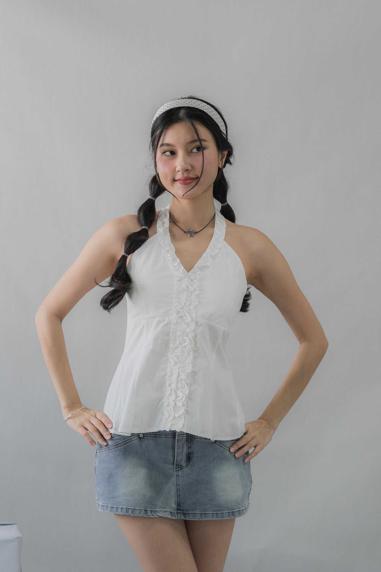 Krissy V-Neck Padded Longline Halter Top