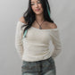 Valerie Pointelle Off Shoulder Long Sleeve Top