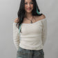 Valerie Pointelle Off Shoulder Long Sleeve Top