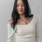 Valerie Pointelle Off Shoulder Long Sleeve Top
