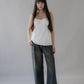Sydney Scallop Trim Padded Button Tank Top