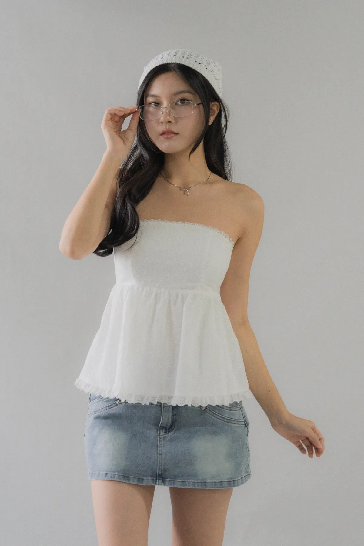 Jolyn Eyelet Babydoll Padded Top