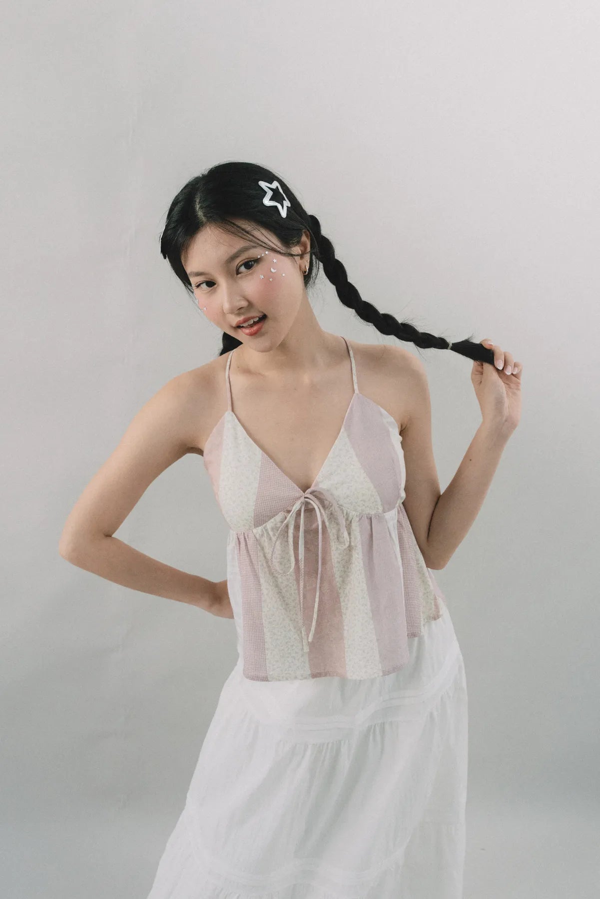 Peony Patchwork Babydoll Padded Top