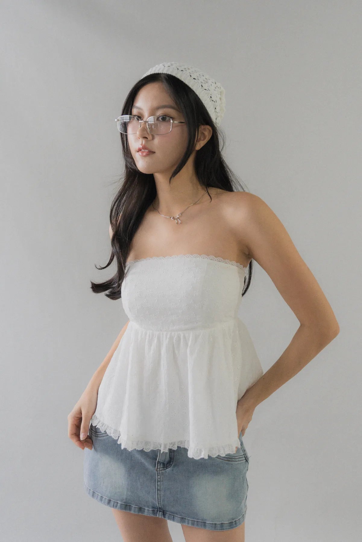 Jolyn Eyelet Babydoll Padded Top