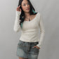 Valerie Pointelle Off Shoulder Long Sleeve Top