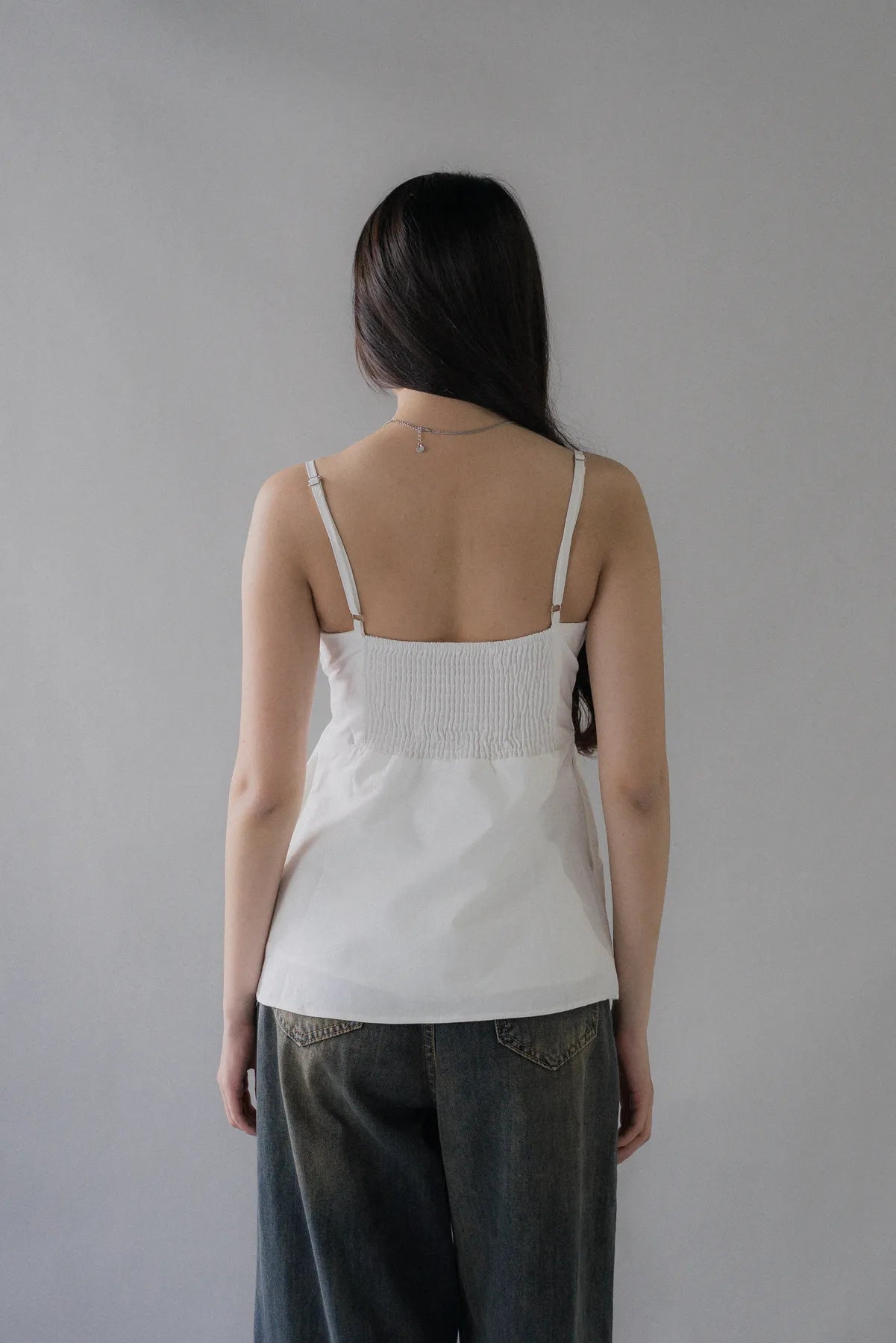 Sydney Scallop Trim Padded Button Tank Top