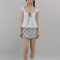 Polly Contrast Trim Padded Sleeved Top
