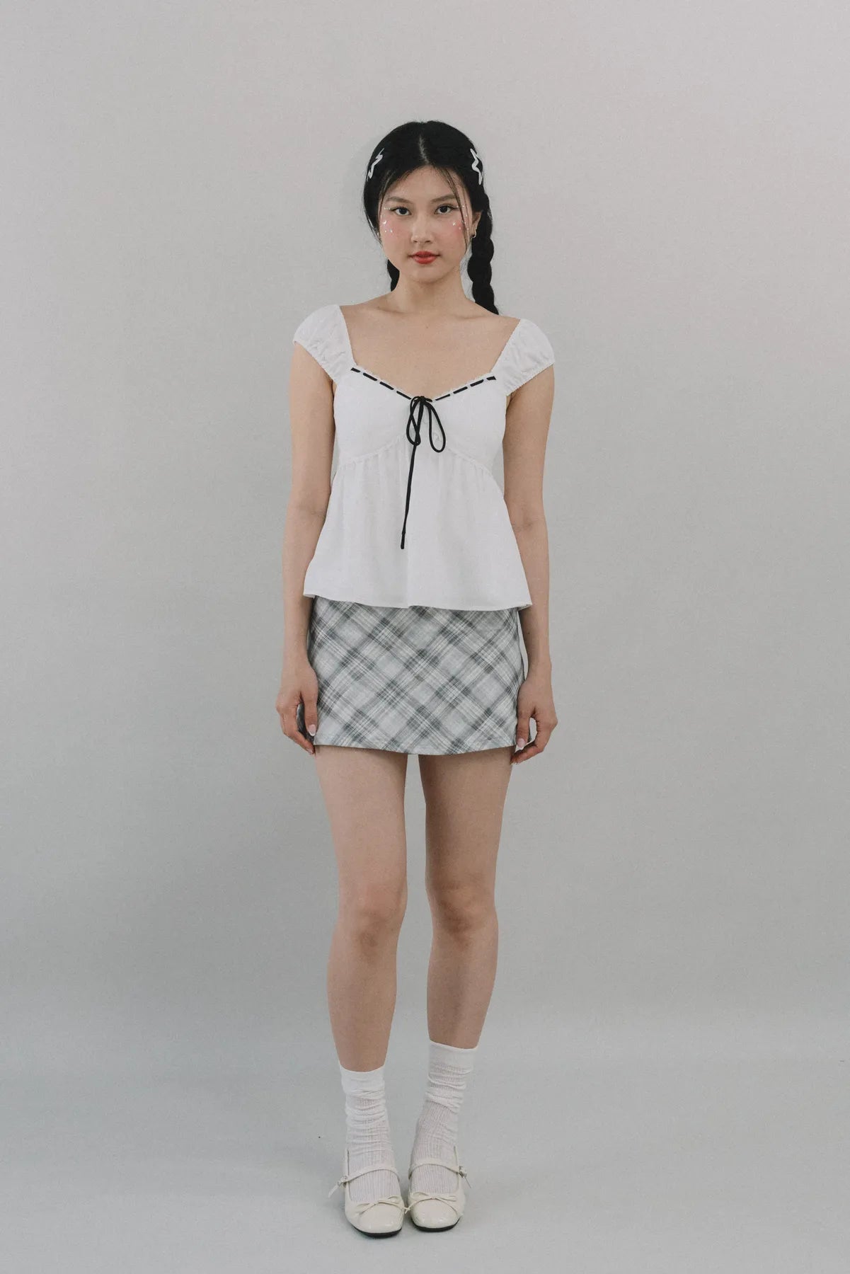 Polly Contrast Trim Padded Sleeved Top