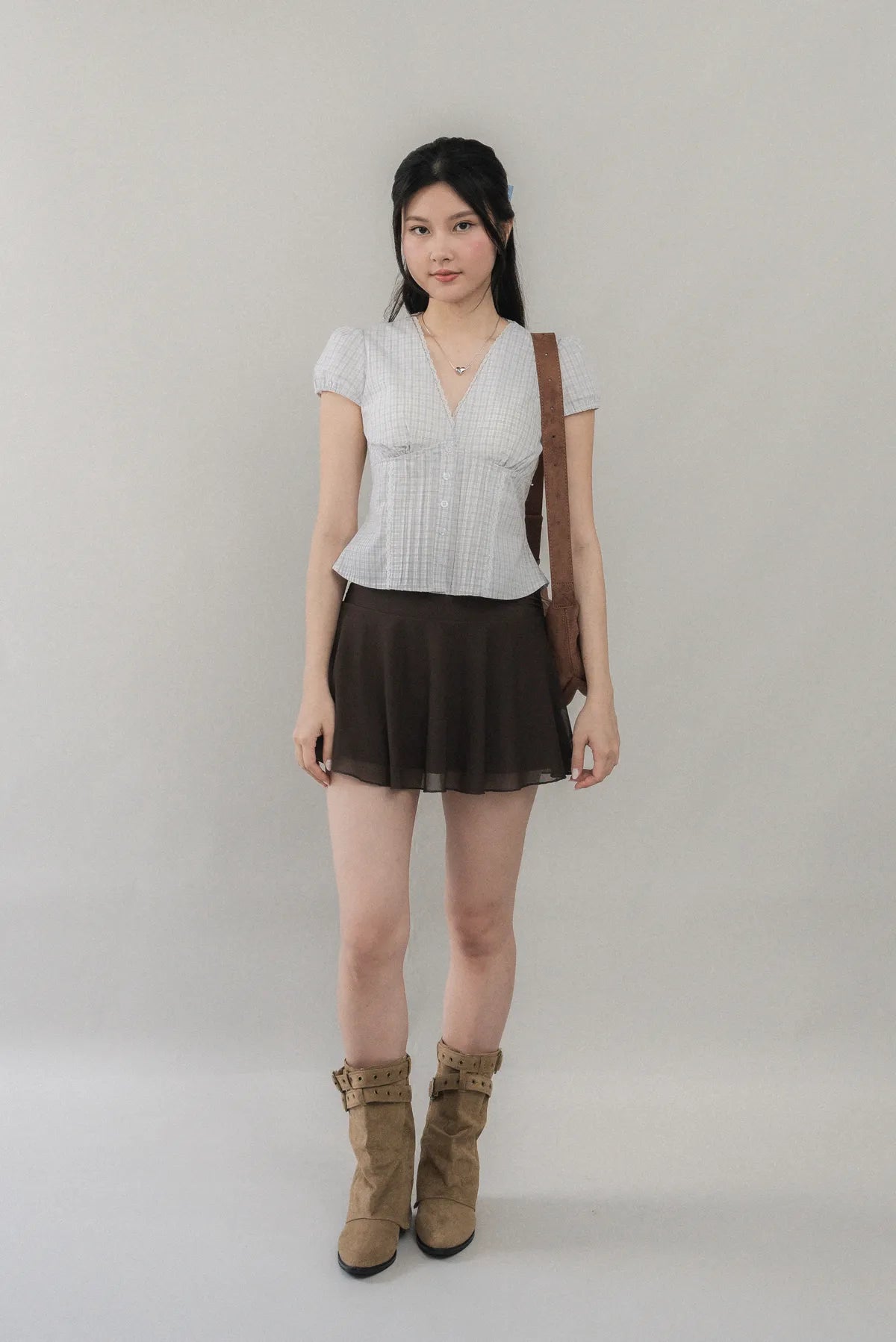 Elise Lace Trim Padded Cap Sleeves Top