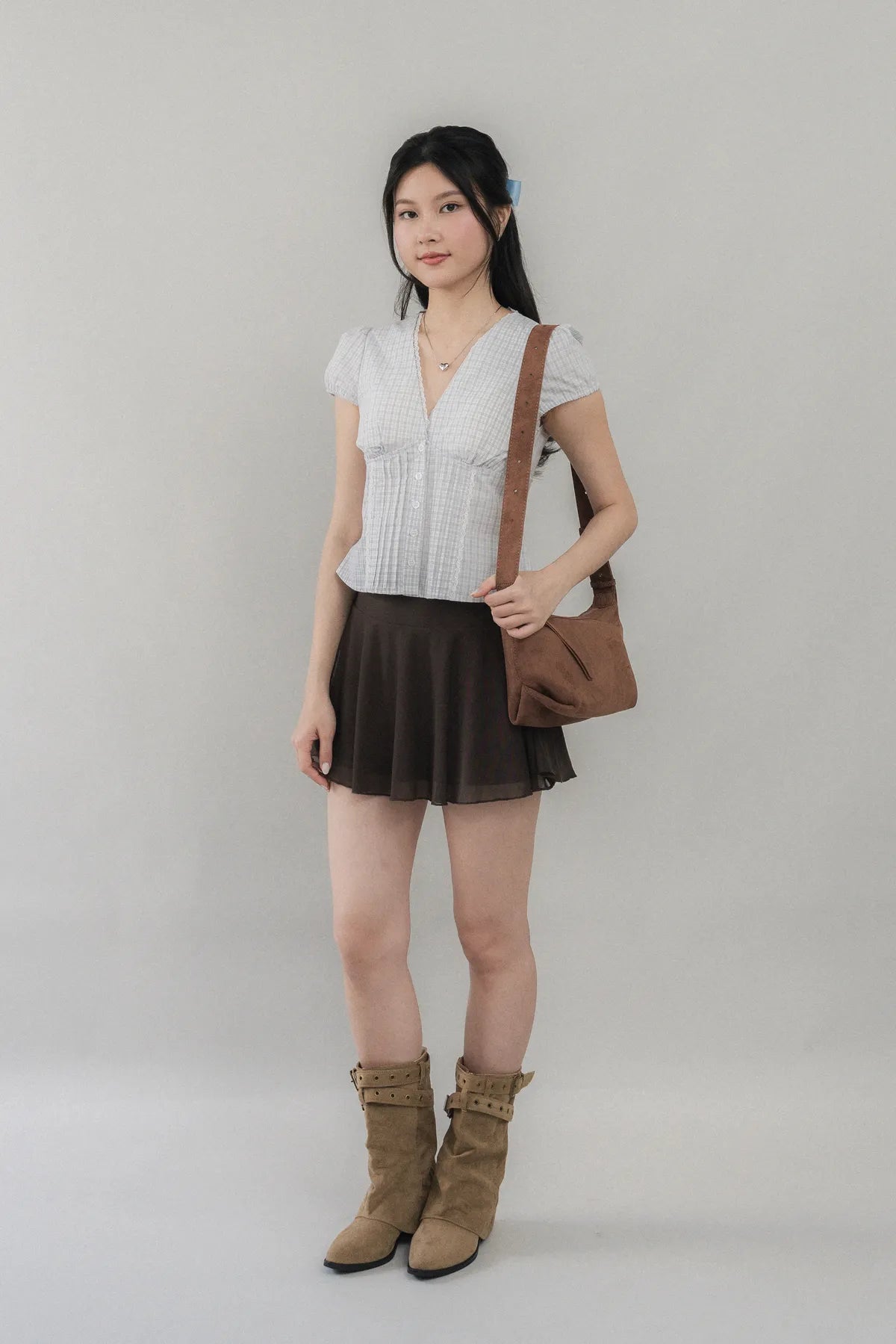 Elise Lace Trim Padded Cap Sleeves Top