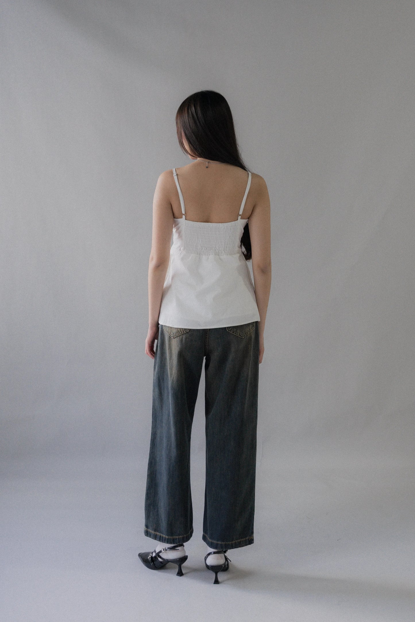Sydney Scallop Trim Padded Button Tank Top