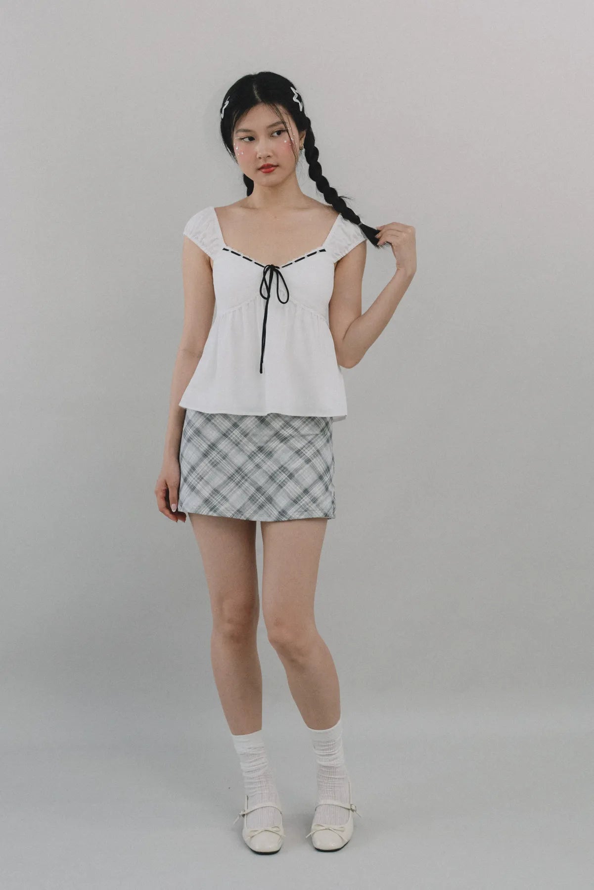 Polly Contrast Trim Padded Sleeved Top