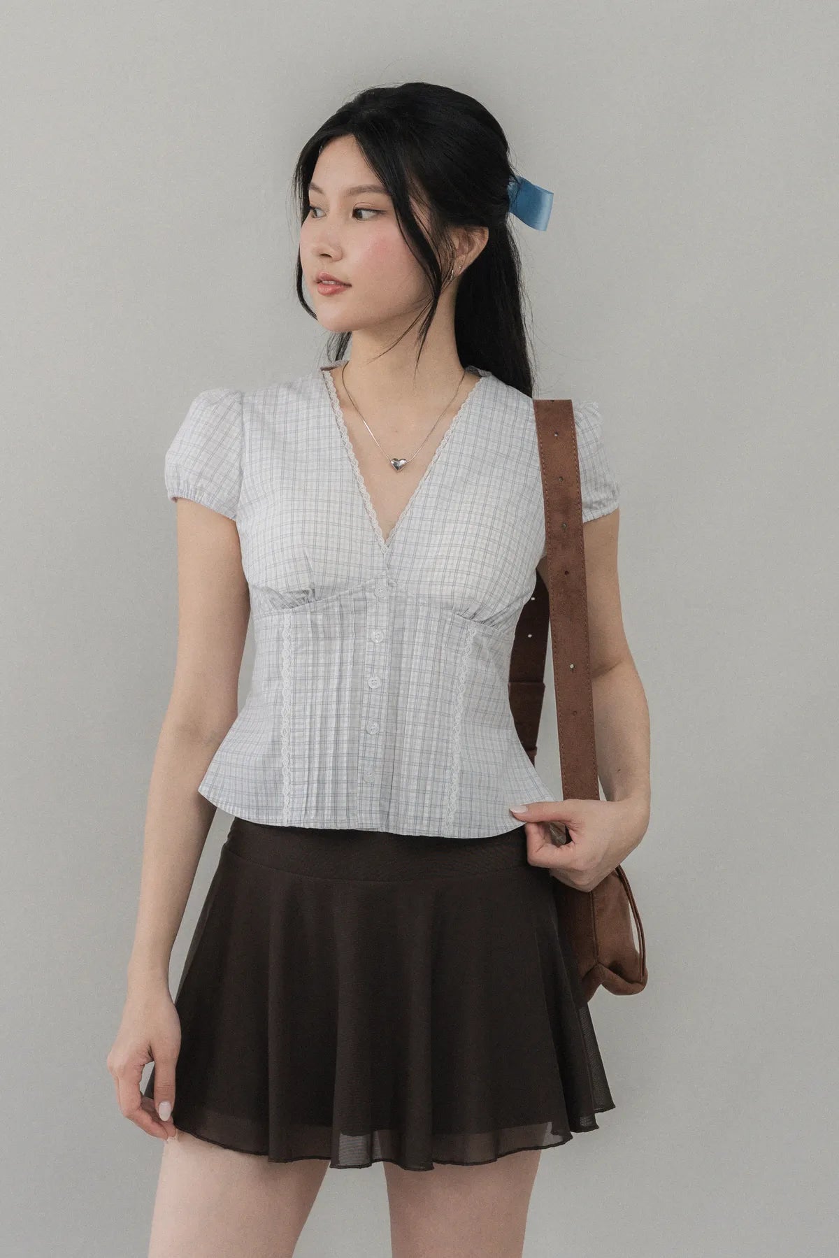 Elise Lace Trim Padded Cap Sleeves Top