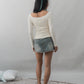 Valerie Pointelle Off Shoulder Long Sleeve Top