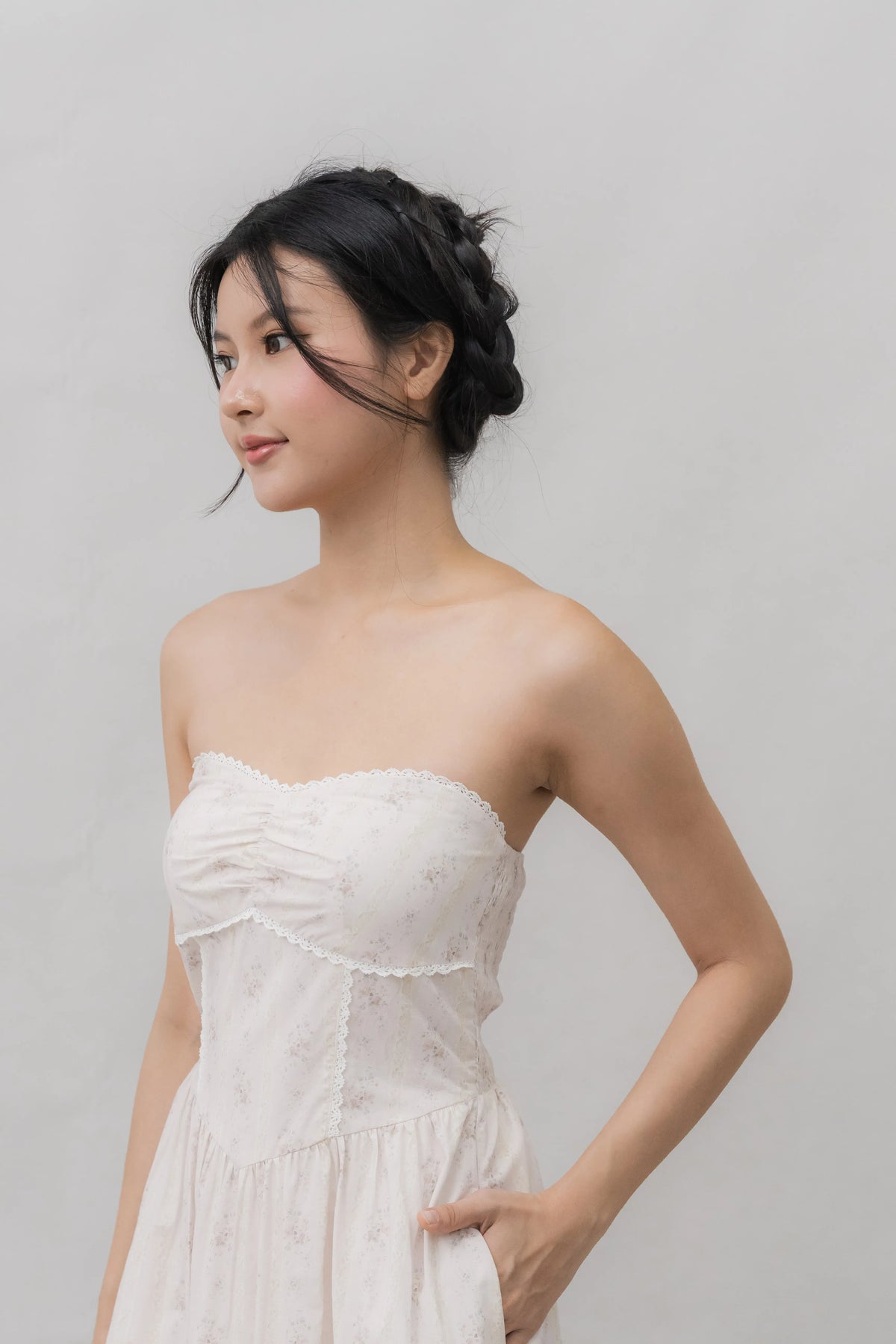 Elora Ribbon Tie Padded Maxi Dress