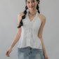 Krissy V-Neck Padded Longline Halter Top