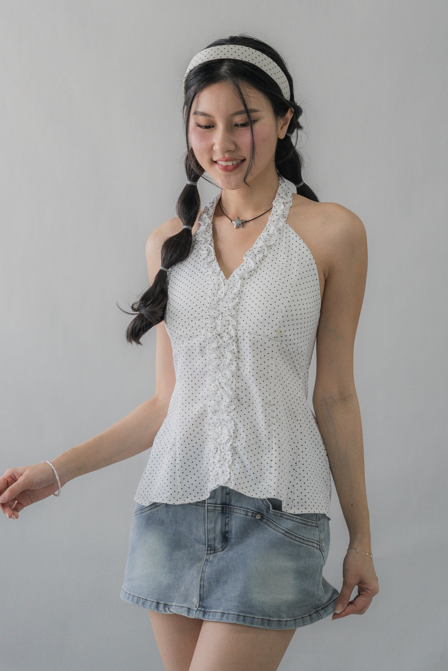 Krissy V-Neck Padded Longline Halter Top