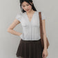 Elise Lace Trim Padded Cap Sleeves Top