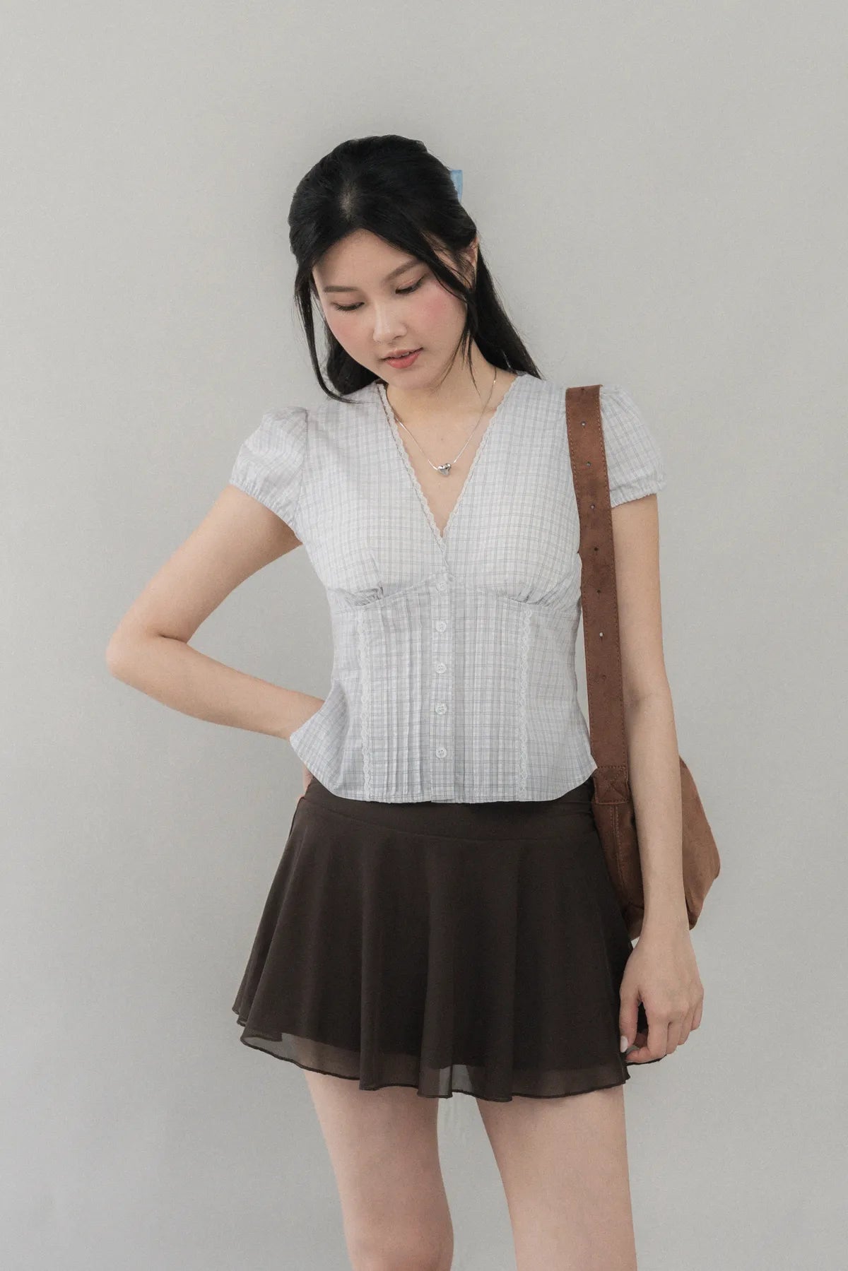 Elise Lace Trim Padded Cap Sleeves Top