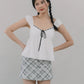 Polly Contrast Trim Padded Sleeved Top