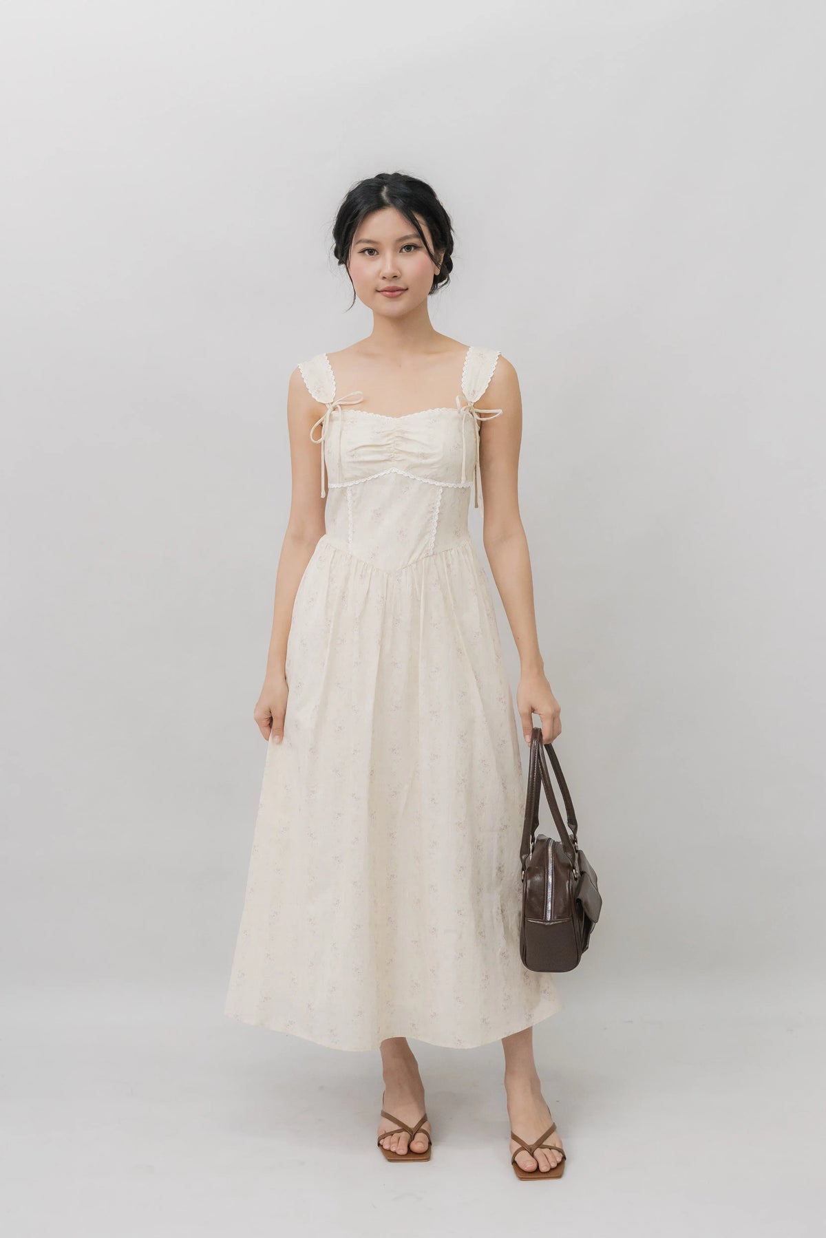 Elora Ribbon Tie Padded Maxi Dress