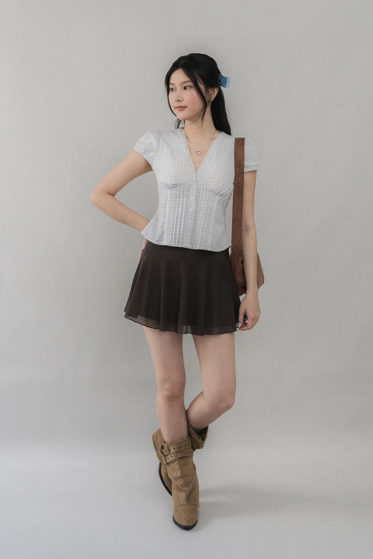 Elise Lace Trim Padded Cap Sleeves Top