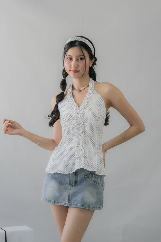 Krissy V-Neck Padded Longline Halter Top