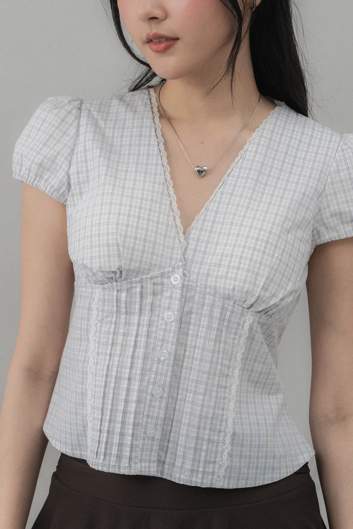 Elise Lace Trim Padded Cap Sleeves Top