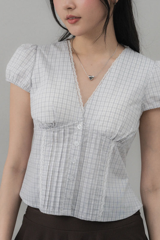 Elise Lace Trim Padded Cap Sleeves Top