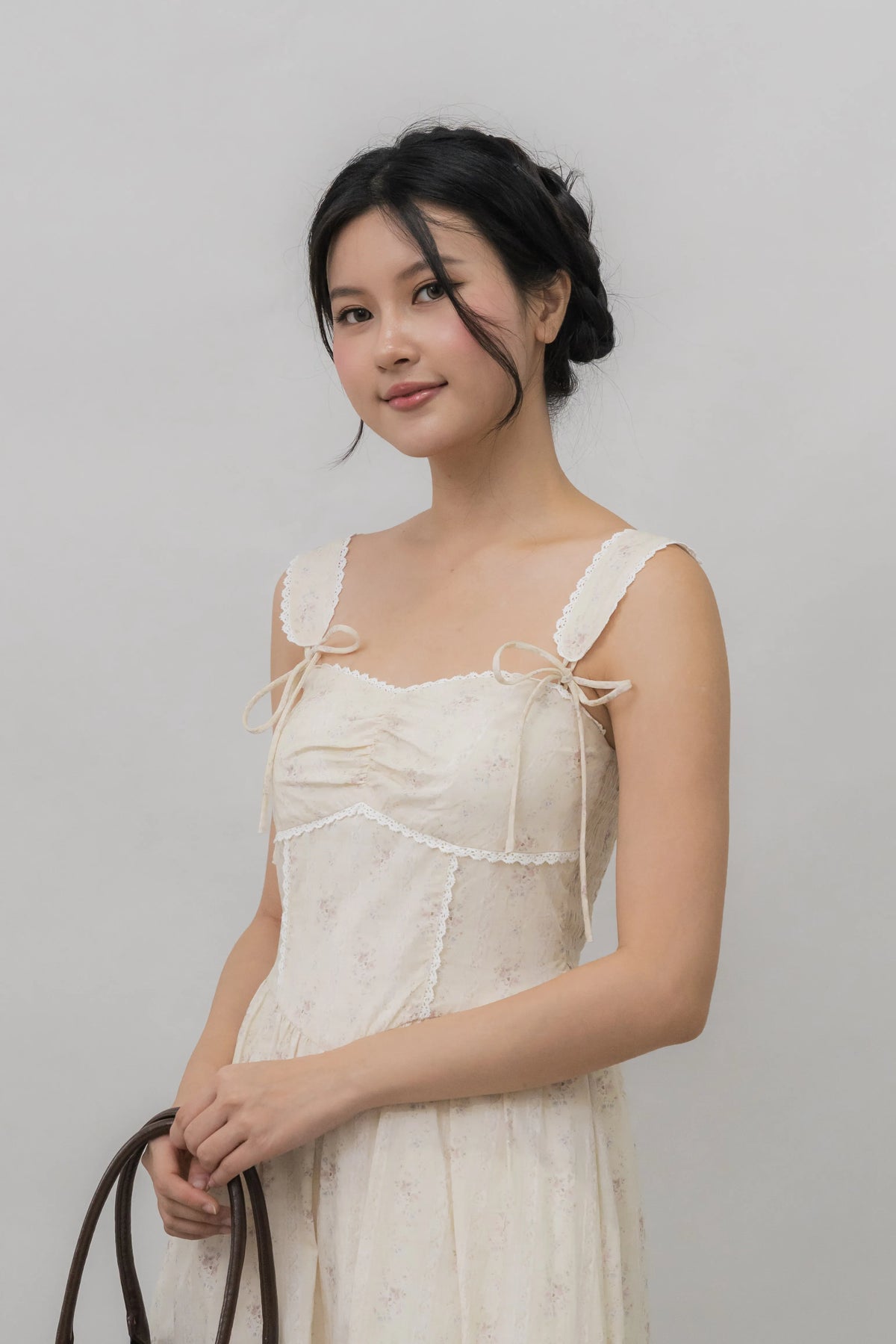 Elora Ribbon Tie Padded Maxi Dress