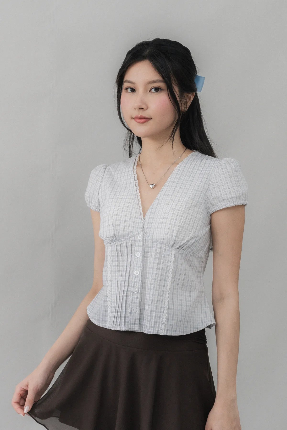 Elise Lace Trim Padded Cap Sleeves Top